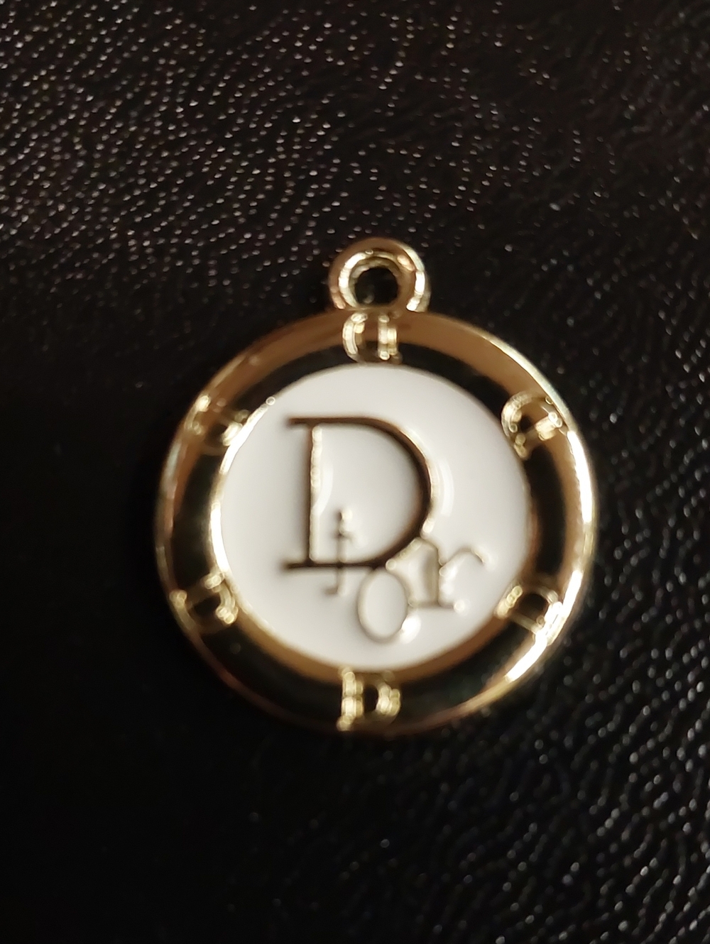 Dior Gold and White Round Charm Pendant